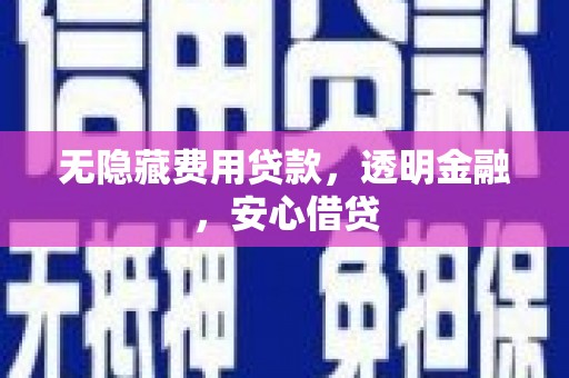 盐田无隐藏费用贷款，透明金融，安心借贷