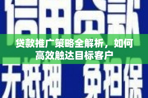 盐田贷款推广策略全解析，如何高效触达目标客户