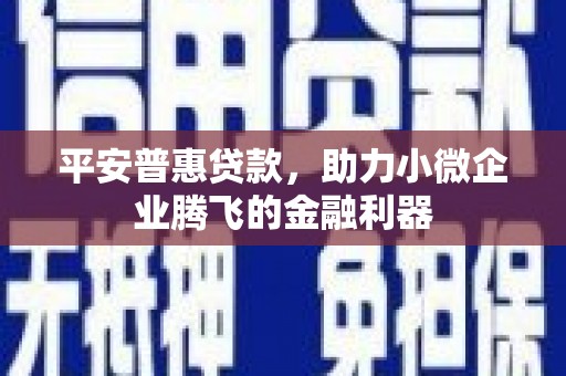 盐田平安普惠贷款，助力小微企业腾飞的金融利器