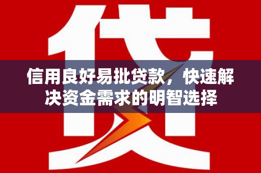 盐田信用良好易批贷款，快速解决资金需求的明智选择
