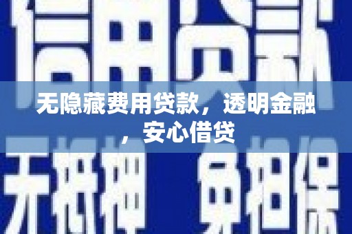 盐田无隐藏费用贷款，透明金融，安心借贷