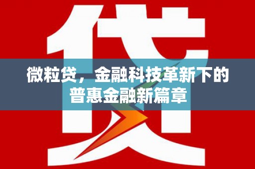 盐田微粒贷，金融科技革新下的普惠金融新篇章