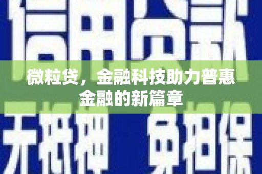 盐田微粒贷，金融科技助力普惠金融的新篇章