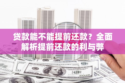 盐田贷款能不能提前还款？全面解析提前还款的利与弊