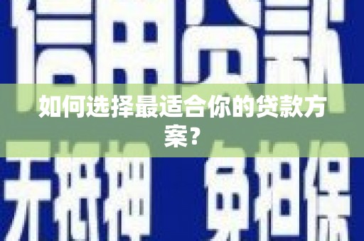 盐田如何选择最适合你的贷款方案？
